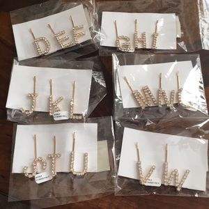 Anthropologie rhinestone‎ initial barrettes. Great!